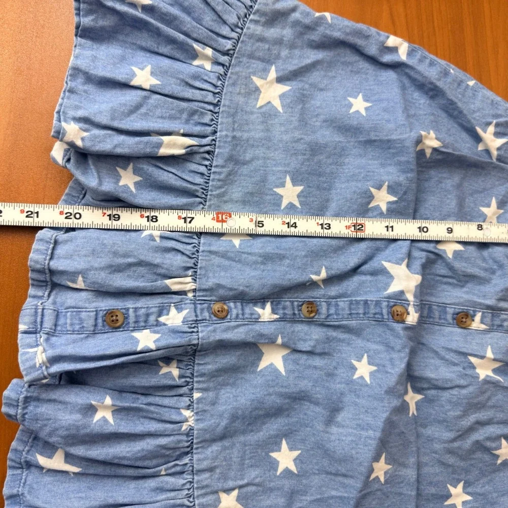 Old Navy Kids‎ Blue Star Print Chambray Button Front Ruffle Sundress 4T